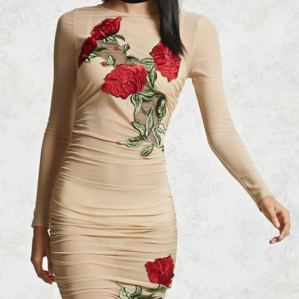 FOREVER 21 rose embroidered dress